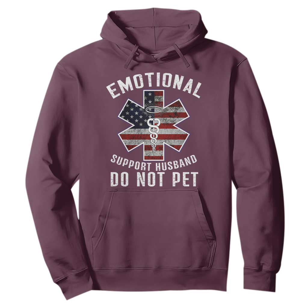 Emotional Support Husband Do Not Pet Hoodie Funny Couples TS14 Maroon Print Your Wear