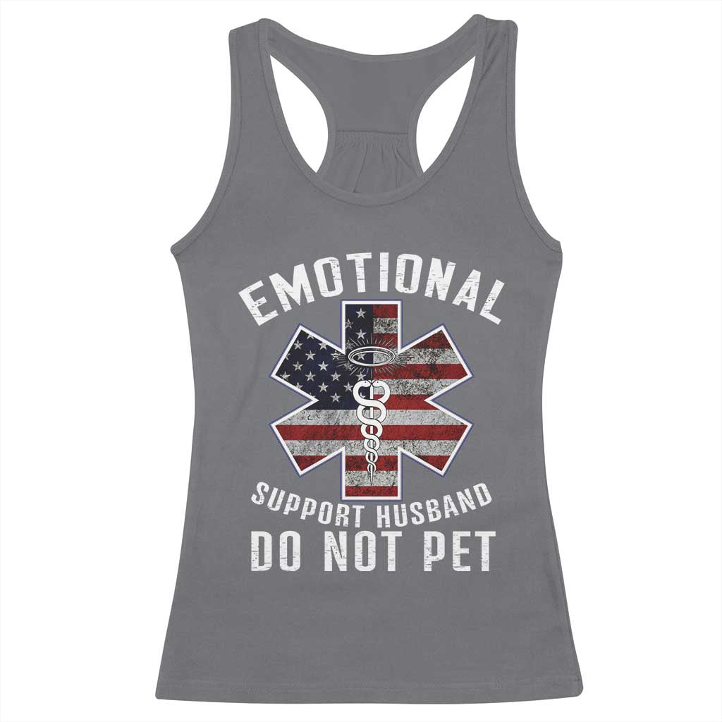 Emotional Support Husband Do Not Pet Racerback Tank Top Funny Couples TS14 Charcoal Print Your Wear