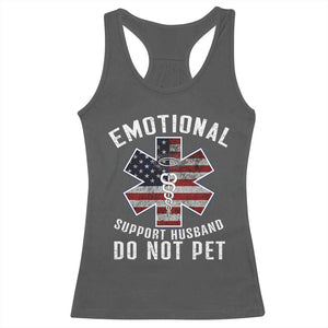 Emotional Support Husband Do Not Pet Racerback Tank Top Funny Couples TS14 Dark Heather Print Your Wear