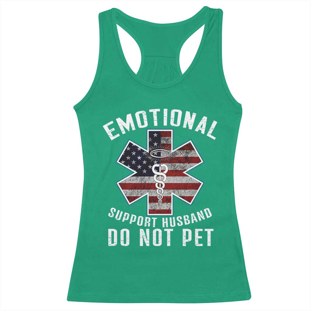 Emotional Support Husband Do Not Pet Racerback Tank Top Funny Couples TS14 Irish Green Print Your Wear