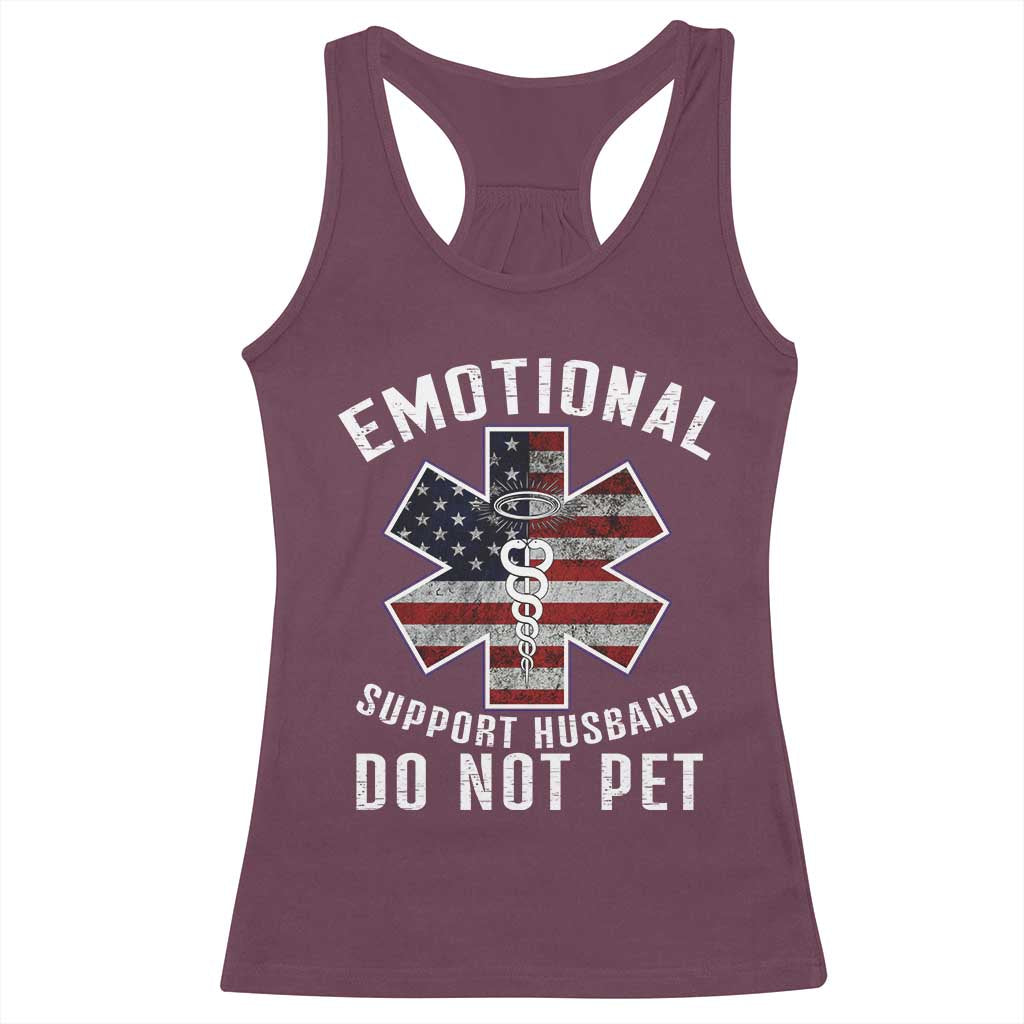 Emotional Support Husband Do Not Pet Racerback Tank Top Funny Couples TS14 Maroon Print Your Wear