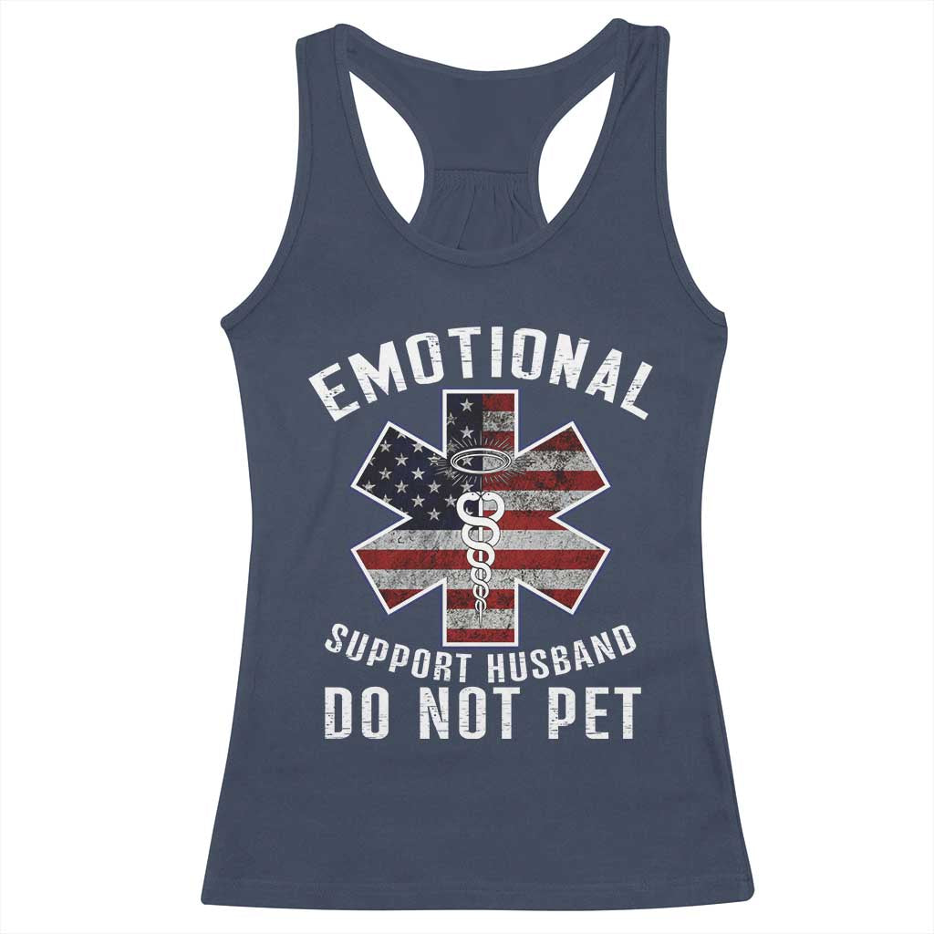 Emotional Support Husband Do Not Pet Racerback Tank Top Funny Couples TS14 Navy Print Your Wear
