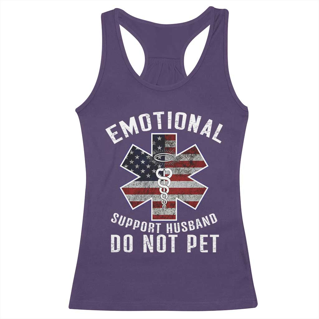 Emotional Support Husband Do Not Pet Racerback Tank Top Funny Couples TS14 Purple Print Your Wear