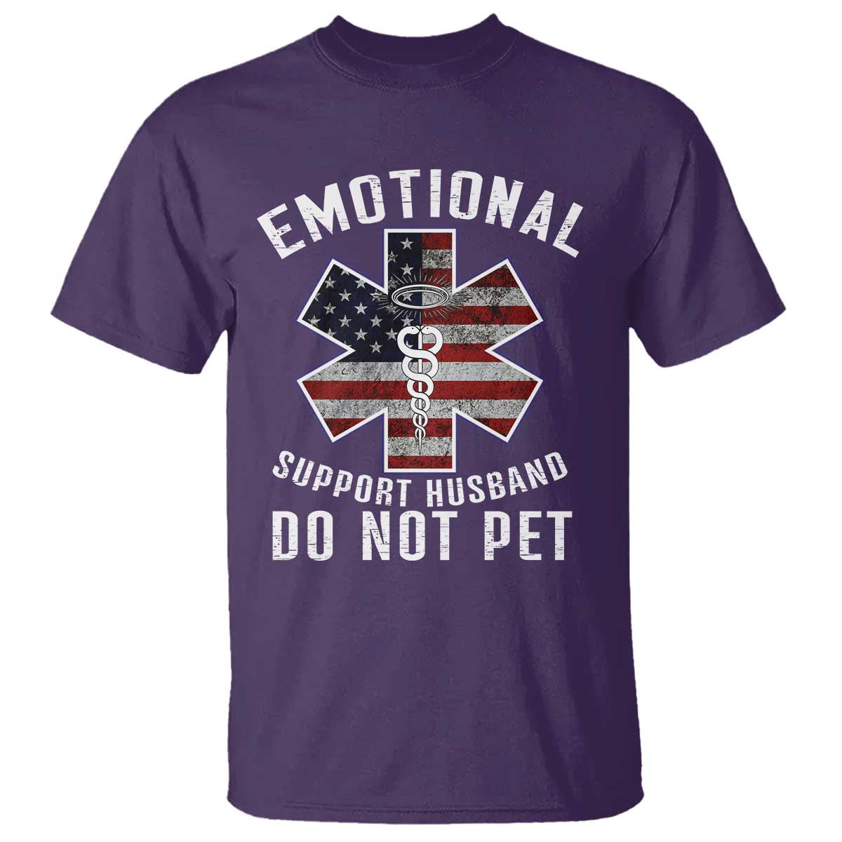 Emotional Support Husband T Shirt - Do Not Pet Funny Couples Humor Gift Tee TS14 Purple Print Your Wear