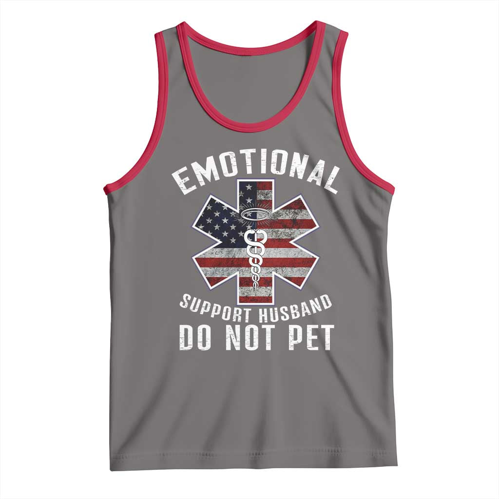 Emotional Support Husband Do Not Pet Tank Top Funny Couples TS14 Deep Heather Red Print Your Wear