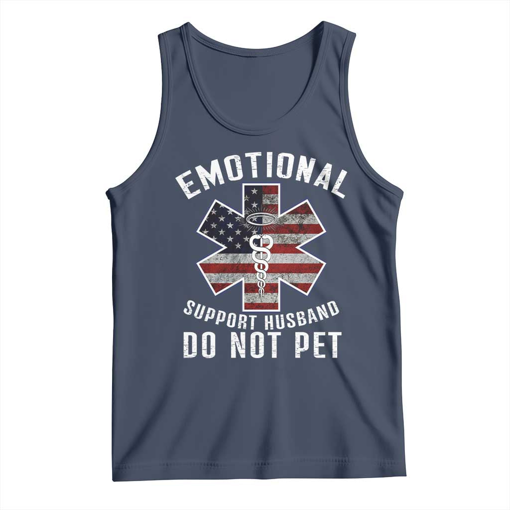 Emotional Support Husband Do Not Pet Tank Top Funny Couples TS14 Navy Print Your Wear