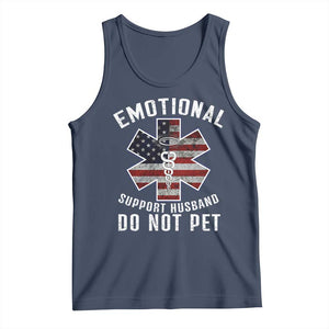 Emotional Support Husband Do Not Pet Tank Top Funny Couples TS14 Navy Print Your Wear