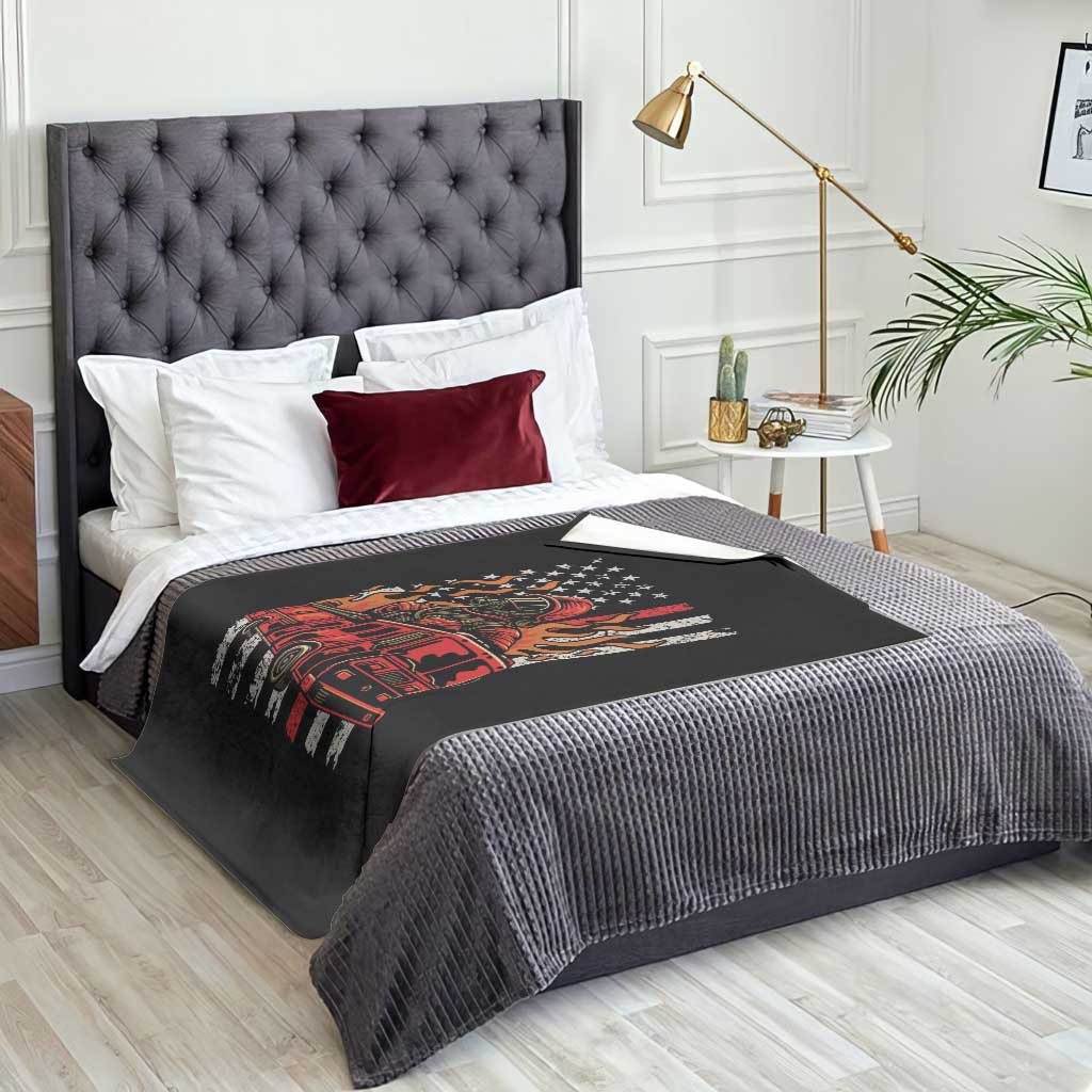 Firefighter Patriotic Fire Truck Fireman American Flag Throw Blanket TS14 Print Your Wear