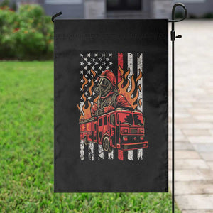 Firefighter Patriotic Fire Truck Fireman American Flag Garden Flag TS14 Print Your Wear
