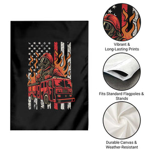 Firefighter Patriotic Fire Truck Fireman American Flag Garden Flag TS14 Print Your Wear