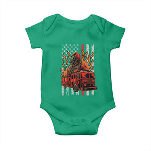 Firefighter Patriotic Fire Truck Fireman American Flag Baby Onesie TS14 Irish Green Print Your Wear