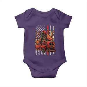 Firefighter Patriotic Fire Truck Fireman American Flag Baby Onesie TS14 Purple Print Your Wear