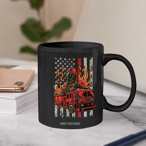 Firefighter Patriotic Fire Truck Fireman American Flag Coffee Mug TS14 Print Your Wear