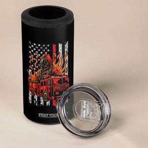Firefighter Patriotic Fire Truck Fireman American Flag 4 in 1 Can Cooler Tumbler TS14 Print Your Wear