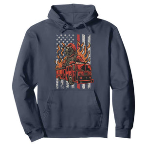 Firefighter Patriotic Fire Truck Fireman American Flag Hoodie TS14 Navy Print Your Wear