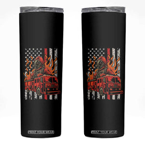 Firefighter Patriotic Fire Truck Fireman American Flag Skinny Tumbler TS14 Black Print Your Wear