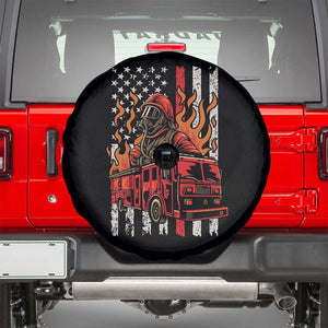 Firefighter Patriotic Fire Truck Fireman American Flag Spare Tire Cover TS14 Black Print Your Wear