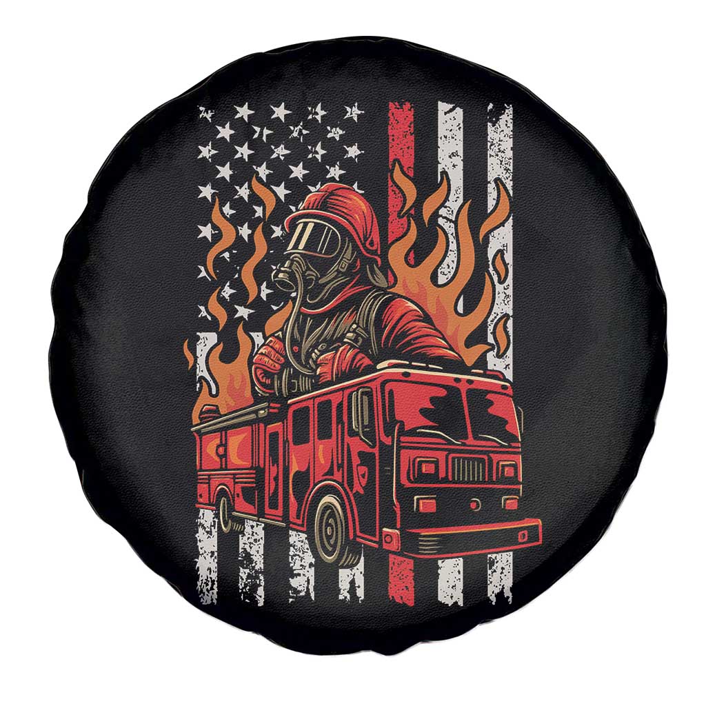 Firefighter Patriotic Fire Truck Fireman American Flag Spare Tire Cover TS14 Print Your Wear