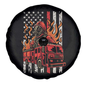 Firefighter Patriotic Fire Truck Fireman American Flag Spare Tire Cover TS14 Print Your Wear