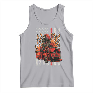 Firefighter Patriotic Fire Truck Fireman American Flag Tank Top TS14 Athletic Heather Print Your Wear