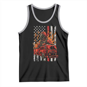 Firefighter Patriotic Fire Truck Fireman American Flag Tank Top TS14 Black Athletic Heather Print Your Wear