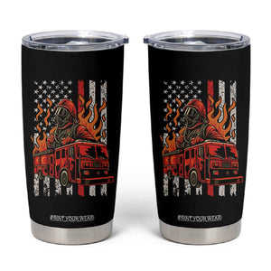 Firefighter Patriotic Fire Truck Fireman American Flag Tumbler Cup TS14 Black Print Your Wear