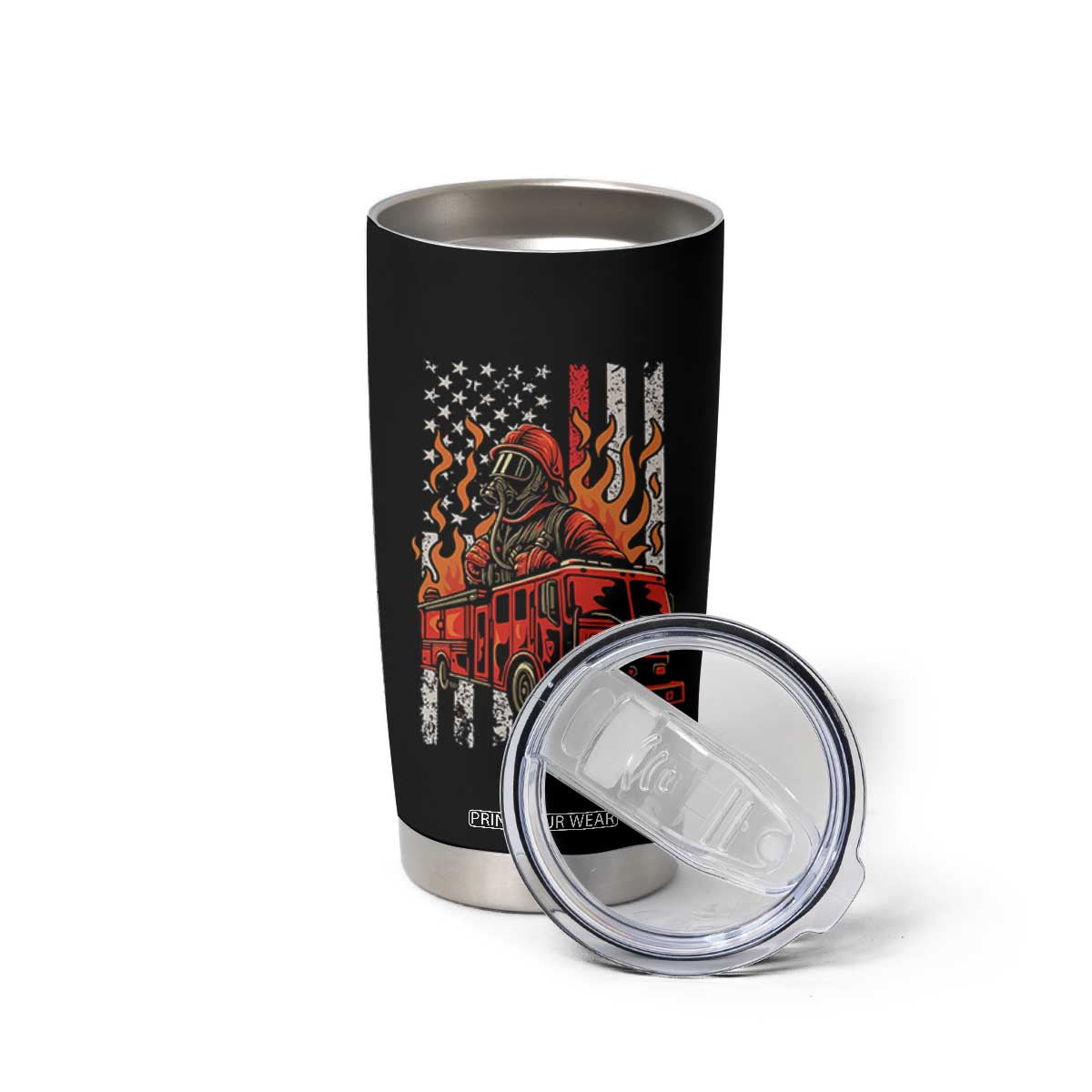Firefighter Patriotic Fire Truck Fireman American Flag Tumbler Cup TS14 Print Your Wear