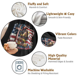 Fireman American Flag Throw Blanket Firefighter Christian Cross Bible TS14 Print Your Wear