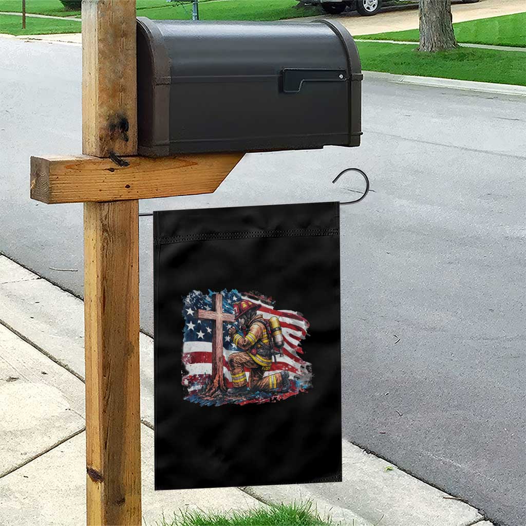 Fireman American Flag Garden Flag Firefighter Christian Cross Bible TS14 Print Your Wear
