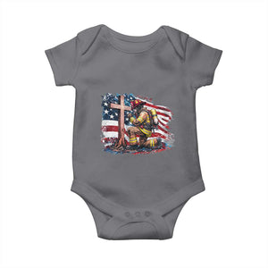 Fireman American Flag Baby Onesie Firefighter Christian Cross Bible TS14 Charcoal Print Your Wear