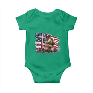 Fireman American Flag Baby Onesie Firefighter Christian Cross Bible TS14 Irish Green Print Your Wear