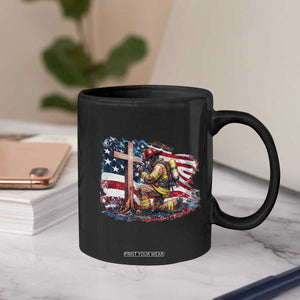 Fireman American Flag Coffee Mug Firefighter Christian Cross Bible TS14 Print Your Wear