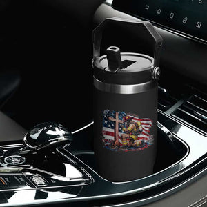 Fireman American Flag Flip Straw Tumbler Firefighter Christian Cross Bible TS14 Print Your Wear
