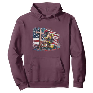 Fireman American Flag Hoodie Firefighter Christian Cross Bible TS14 Maroon Print Your Wear