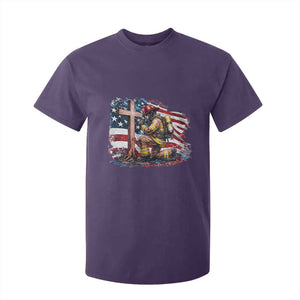 Fireman American Flag T Shirt For Kid Firefighter Christian Cross Bible TS14 Purple Print Your Wear
