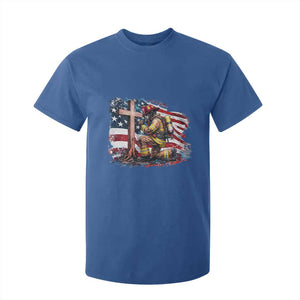 Fireman American Flag T Shirt For Kid Firefighter Christian Cross Bible TS14 Royal Blue Print Your Wear