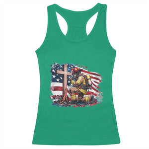 Fireman American Flag Racerback Tank Top Firefighter Christian Cross Bible TS14 Irish Green Print Your Wear