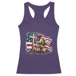 Fireman American Flag Racerback Tank Top Firefighter Christian Cross Bible TS14 Purple Print Your Wear