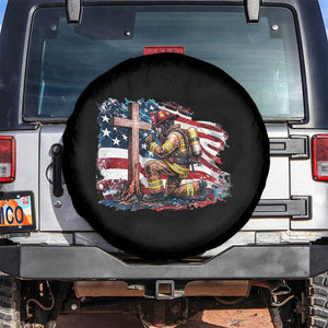 Fireman American Flag Spare Tire Cover Firefighter Christian Cross Bible TS14 No hole Black Print Your Wear