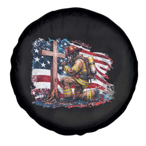 Fireman American Flag Spare Tire Cover Firefighter Christian Cross Bible TS14 Print Your Wear