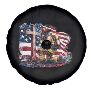 Fireman American Flag Spare Tire Cover Firefighter Christian Cross Bible TS14 Print Your Wear