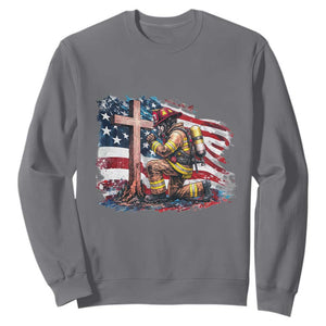 Fireman American Flag Sweatshirt Firefighter Christian Cross Bible TS14 Charcoal Print Your Wear