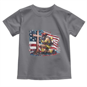 Fireman American Flag Toddler T Shirt Firefighter Christian Cross Bible TS14 Charcoal Print Your Wear