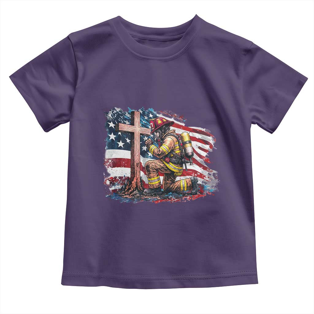 Fireman American Flag Toddler T Shirt Firefighter Christian Cross Bible TS14 Purple Print Your Wear