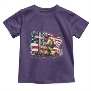 Fireman American Flag Toddler T Shirt Firefighter Christian Cross Bible TS14 Purple Print Your Wear