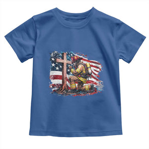 Fireman American Flag Toddler T Shirt Firefighter Christian Cross Bible TS14 Royal Blue Print Your Wear