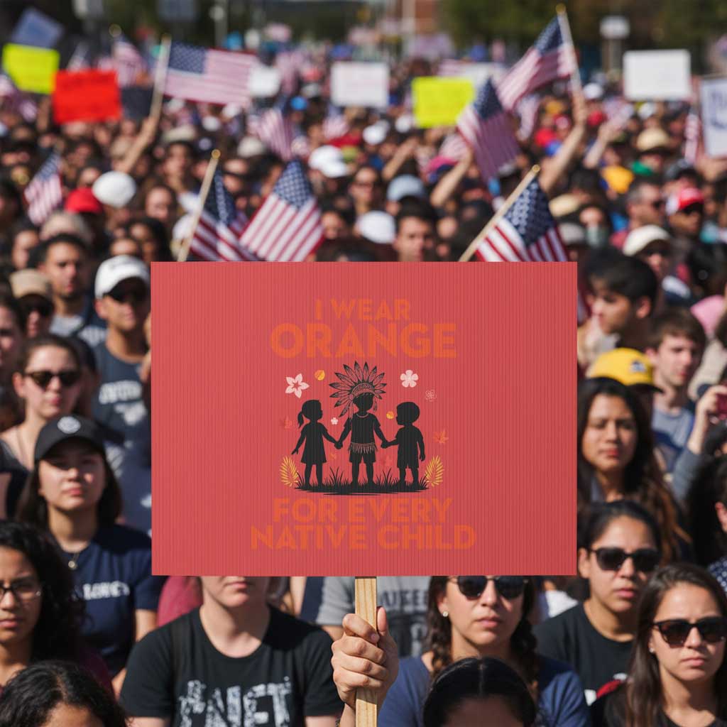 Native American Child Orange Shirt Day Protest Sign I Wear Orange For Every Native Child TS14 Horizontal 18