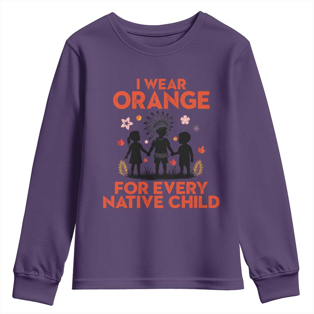 Native American Child Orange Shirt Day Youth Sweatshirt I Wear Orange For Every Native Child TS14 Purple Print Your Wear