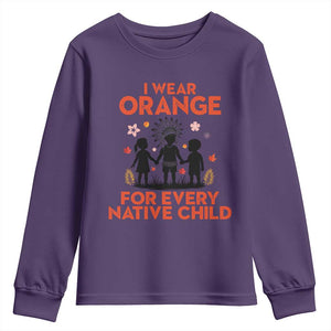 Native American Child Orange Shirt Day Youth Sweatshirt I Wear Orange For Every Native Child TS14 Purple Print Your Wear