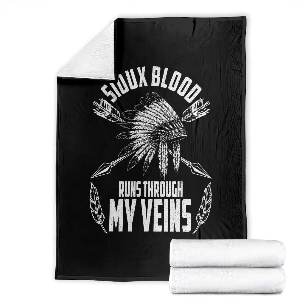 Native American Idian Chief Throw Blanket Sioux Blood Runs Through My Veins TS14 Black Print Your Wear